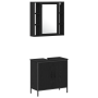 Armario de Lavabo Roble Negro 60x30x60 cm Madera Buena