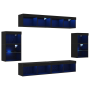 Unidades de TV Conjunto de 4 Roble negro MDF, vidrio Grande de , Muebles TV - Ref: Foro24-3334388, Precio: 250,88 €, Descuent...