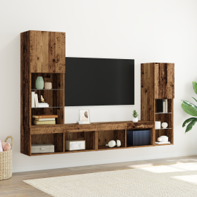 Mueble para TV con luces LED Madera envejecida 40.5x30x102 cm de , Muebles TV - Ref: Foro24-3334389, Precio: 196,90 €, Descue...