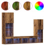 Mueble para TV con luces LED Madera envejecida 40.5x30x102 cm de , Muebles TV - Ref: Foro24-3334389, Precio: 196,90 €, Descue...