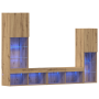 cabinet de TV con luces LED Roble Artesanal 40.5x30x102 cm de , Muebles TV - Ref: Foro24-3334390, Precio: 185,65 €, Descuento: %