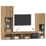 cabinet de TV con luces LED Roble Artesanal 40.5x30x102 cm de , Muebles TV - Ref: Foro24-3334390, Precio: 185,65 €, Descuento: %