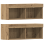 cabinet de TV con luces LED Roble Artesanal 40.5x30x102 cm de , Muebles TV - Ref: Foro24-3334390, Precio: 185,65 €, Descuento: %