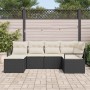 Conjunto de sofá de jardín 6 pcs Negro Poliratán