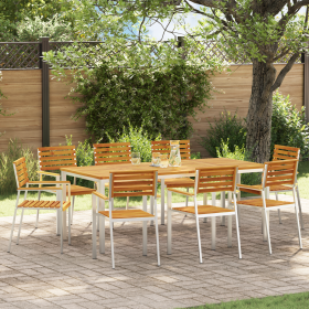 Juego de Comedor de Jardín de 9 Piezas de Madera