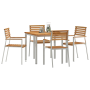 Conjunto de Comedor de Jardín  de 5 Piezas de Madera Sólida de Teca | Foro24.es | Tu tienda online para hogar, jardín y más Foro24.es