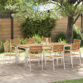 Conjunto de Comedor de Jardín de 9 Piezas Madera