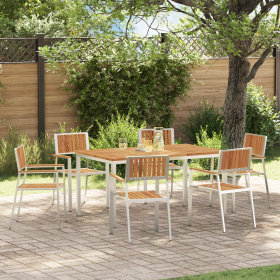 Juego de Comedor de Jardín de 7 Piezas Madera