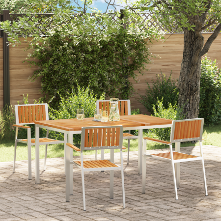Set de comedor de jardín  de 5 piezas de madera sólida de teca | Foro24.es | Tu tienda online para hogar, jardín y más Foro24.es