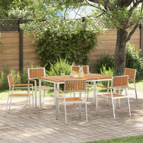 Juego de Comedor de Jardín de 7 Piezas de Madera