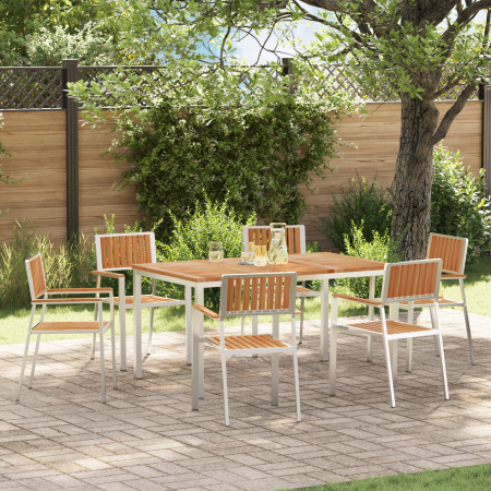 Juego de Comedor de Jardín  de 7 Piezas de Madera de Teca Sólida | Foro24.es | Tu tienda online para hogar, jardín y más Foro24.es