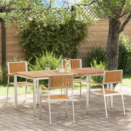 Juego de comedor de jardín  de 5 piezas en madera sólida de teca | Foro24.es | Tu tienda online para hogar, jardín y más Foro24.es