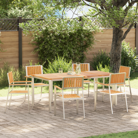 Juego de Comedor de Jardín de 7 Piezas de Madera
