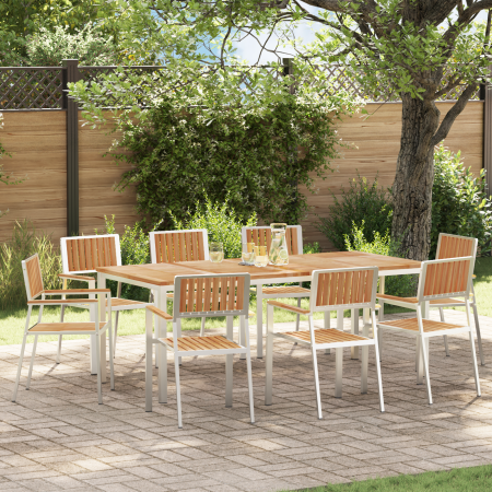 Juego de Comedor de Jardín  de 9 Piezas de Madera de Teca Maciza | Foro24.es | Tu tienda online para hogar, jardín y más Foro24.es