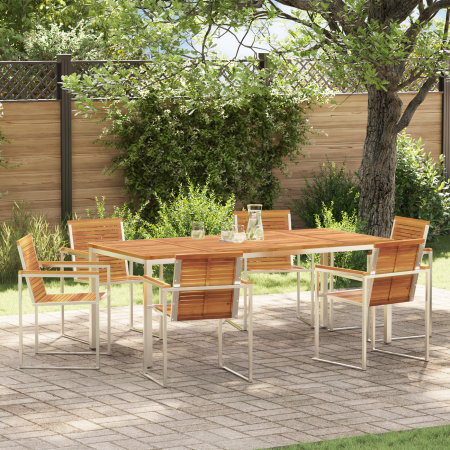Conjunto de Comedor de Jardín  de 7 Piezas de Madera de Acacia | Foro24.es | Tu tienda online para hogar, jardín y más Foro24.es