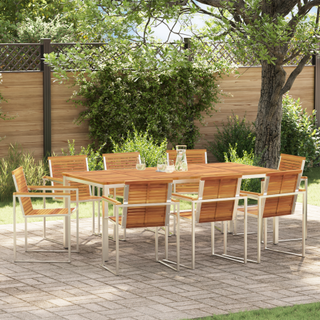 Juego de Comedor de Jardín  de 9 Piezas de Madera Maciza de Acacia | Foro24.es | Tu tienda online para hogar, jardín y más Foro24.es
