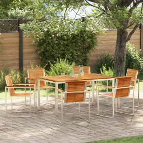 Conjunto de comedor de jardín de 7 piezas de madera maciza de teca de , Mesas de jardín - Ref: Foro24-3334824, Precio: 972,22 €