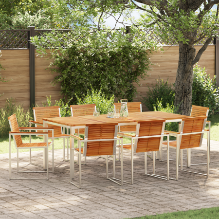 Conjunto de Comedor de Jardín de 9 Piezas de Madera Sólida de Teca by , Garden tables - Ref: Foro24-3334828, Price: 1,00 €, D...
