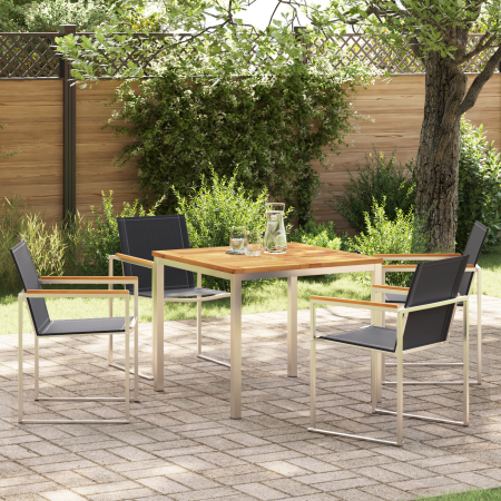 Set de Comedor para Jardín de 5 Piezas de Madera Sólida de Teca | Foro24.es | Tu tienda online para hogar, jardín y más Foro24.es
