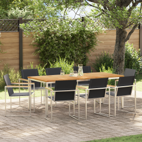 Juego de Comedor de Jardín de 9 Piezas de Madera
