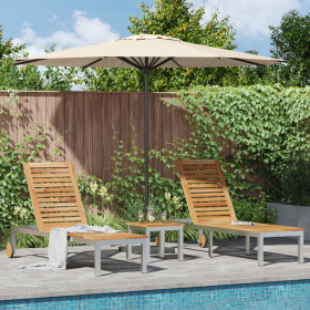 Tumbonas 2 pcs con Mesa de Madera Maciza de Teca by , Loungers - Ref: Foro24-3334842, Price: 675,51 €, Discount: %