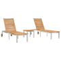 Tumbonas 2 pcs con Mesa de Madera Maciza de Teca by , Loungers - Ref: Foro24-3334842, Price: 675,51 €, Discount: %
