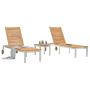 Tumbonas 2 pcs con Mesa de Madera Maciza de Teca by , Loungers - Ref: Foro24-3334842, Price: 675,51 €, Discount: %