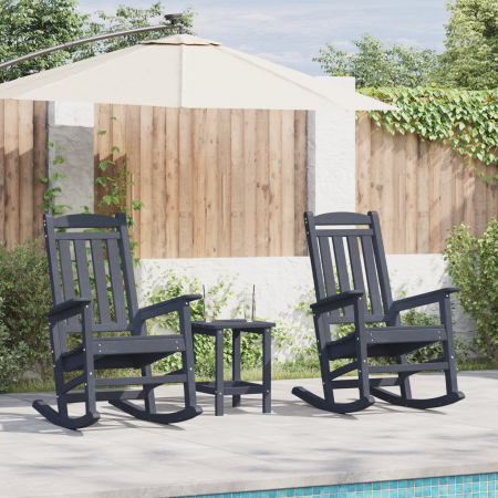 Conjunto de Lounge de Jardín de 3 Piezas Azul Marino HDPE de , Sillas de jardín - Ref: Foro24-3335815, Precio: 305,61 €