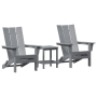 Conjunto de Loungue de Jardín de 3 Piezas Gris Claro HDPE de , Sillas de jardín - Ref: Foro24-3335825, Precio: 295,08 €