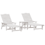 Juego de Tumbonas de Jardín de 3 Piezas Blanco HDPE de , Sillas de jardín - Ref: Foro24-3335854, Precio: 368,03 €, Descuento: %