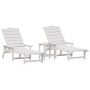 Juego de Tumbonas de Jardín de 3 Piezas Blanco HDPE de , Sillas de jardín - Ref: Foro24-3335854, Precio: 368,03 €, Descuento: %