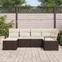 Conjunto de sofá de jardín 6 pcs Marrón Poliratán