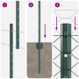 Postes de Cerca  11 pcs U-Channel Verde 100 cm Acero | Foro24.es | Tu tienda online para hogar, jardín y más Foro24.es