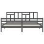 Gray solid wood bed frame with headboard 200x200 cm by vidaXL, Beds and slatted bases - Ref: Foro24-3194983, Price: 170,25 €,...