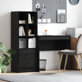 Escritorio con Almacenamiento Roble Negro Madera