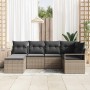 Conjunto de sofá de jardín 6 pcs Gris Poliratán