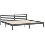 Gray solid wood bed frame with headboard 200x200 cm by vidaXL, Beds and slatted bases - Ref: Foro24-3194983, Price: 170,25 €,...