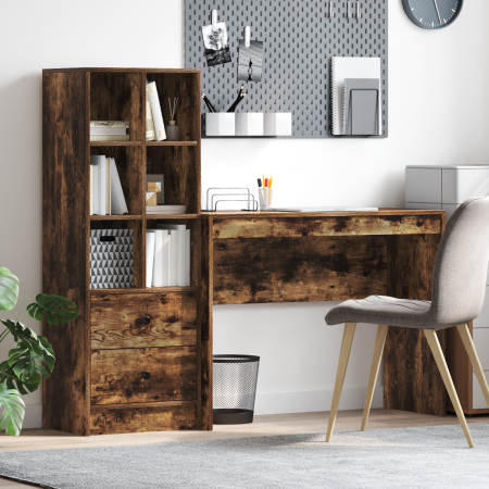 Escritorio con almacenamiento roble ahumado madera manufacturada | Foro24.es | Tu tienda online para hogar, jardín y más Foro24.es