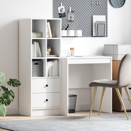 Escritorio de madera de ingeniería blanca con almacenamiento von , Sideboards - Ref: Foro24-3337345, Preis: 152,93 €, Rabatt: %