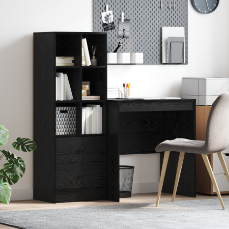 Escritorio con Almacenamiento Roble Negro Madera Elaborada de , Aparadores - Ref: Foro24-3337346, Precio: 157,37 €, Descuento: %