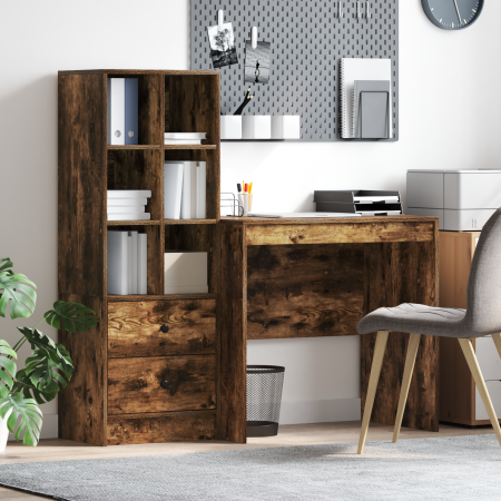 Escritorio  con Almacenamiento Roble Ahumado Madera Trabajada | Foro24.es | Tu tienda online para hogar, jardín y más Foro24.es