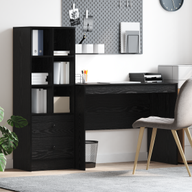 Escritorio con Almacenamiento Roble Negro Madera