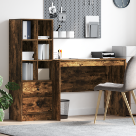Escritorio con Almacenamiento de Roble Ahumado de Madera Ingeniada de , Aparadores - Ref: Foro24-3337373, Precio: 162,32 €, D...