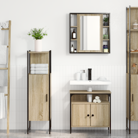 Conjunto de Muebles de Baño de 3 Piezas en Roble Sonoma de Madera de Ingeniería de , Tocadores de baño - Ref: Foro24-3345136,...