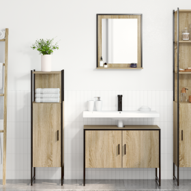 Juego de Muebles de Baño de 3 Piezas de Roble Sonoma de Madera Elaborada de , Tocadores de baño - Ref: Foro24-3345146, Precio...
