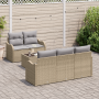 Conjunto de Sofá de Jardín de 6 Piezas con Cojines Ratán Poliéster Beige von , Outdoor-Sofas - Ref: Foro24-3345580, Preis: 45...