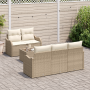 Conjunto de Sofá de Jardín  de 6 Piezas con Cojines Beige Rattan | Foro24.es | Tu tienda online para hogar, jardín y más Foro24.es