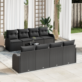 Conjunto de Sofá de Jardín de 9 Piezas con Cojines Negro Ratán Poliéster von , Outdoor-Sofas - Ref: Foro24-3345633, Preis: 60...