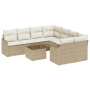 Conjunto de Sofás de Jardín de 9 Piezas con Cojines Beige de Ratán Poliéster von , Outdoor-Sofas - Ref: Foro24-3345641, Preis...