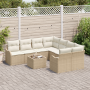 Conjunto de Sofás de Jardín de 9 Piezas con Cojines Beige de Ratán Poliéster von , Outdoor-Sofas - Ref: Foro24-3345641, Preis...